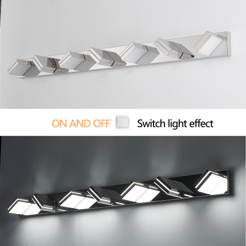 Modern Chrome LED Vanity Light, 5-Lights Wall Sconce for Bathroom and Mirror, Sleek Minimalist Design, Energy-Efficient, Easy to Install、、eastwooduniform