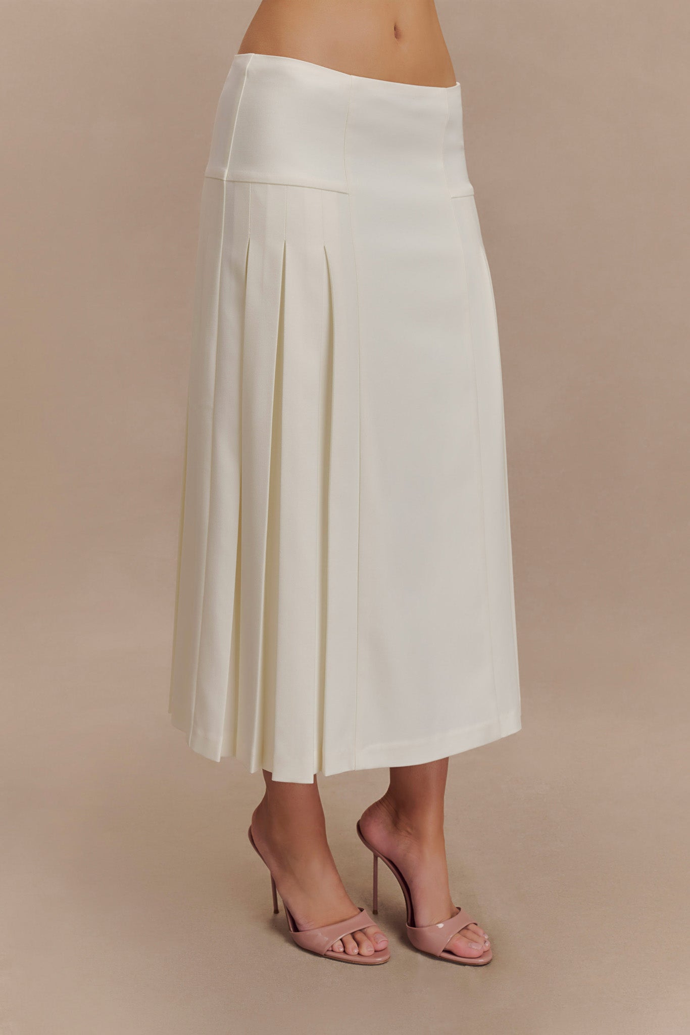 Brigette Pleated Midi Skirt - Ivory、mySite、solidvoid