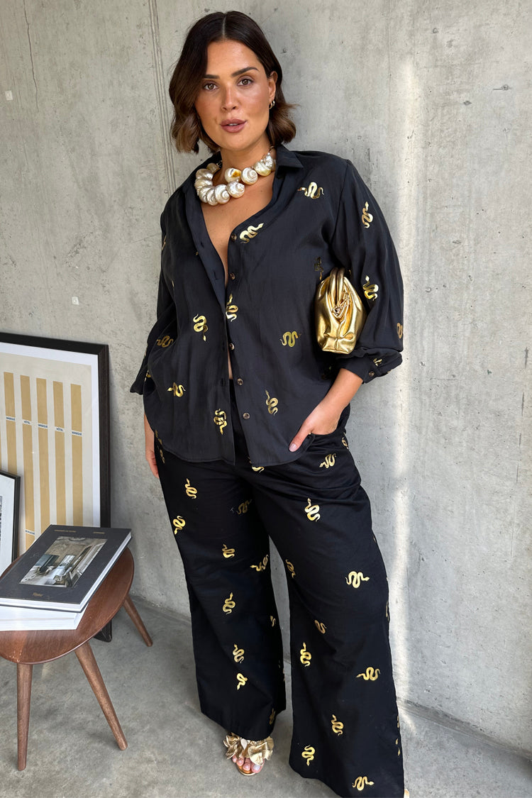 Black Gold Snake Elissa Trousers、mySite、solidvoid