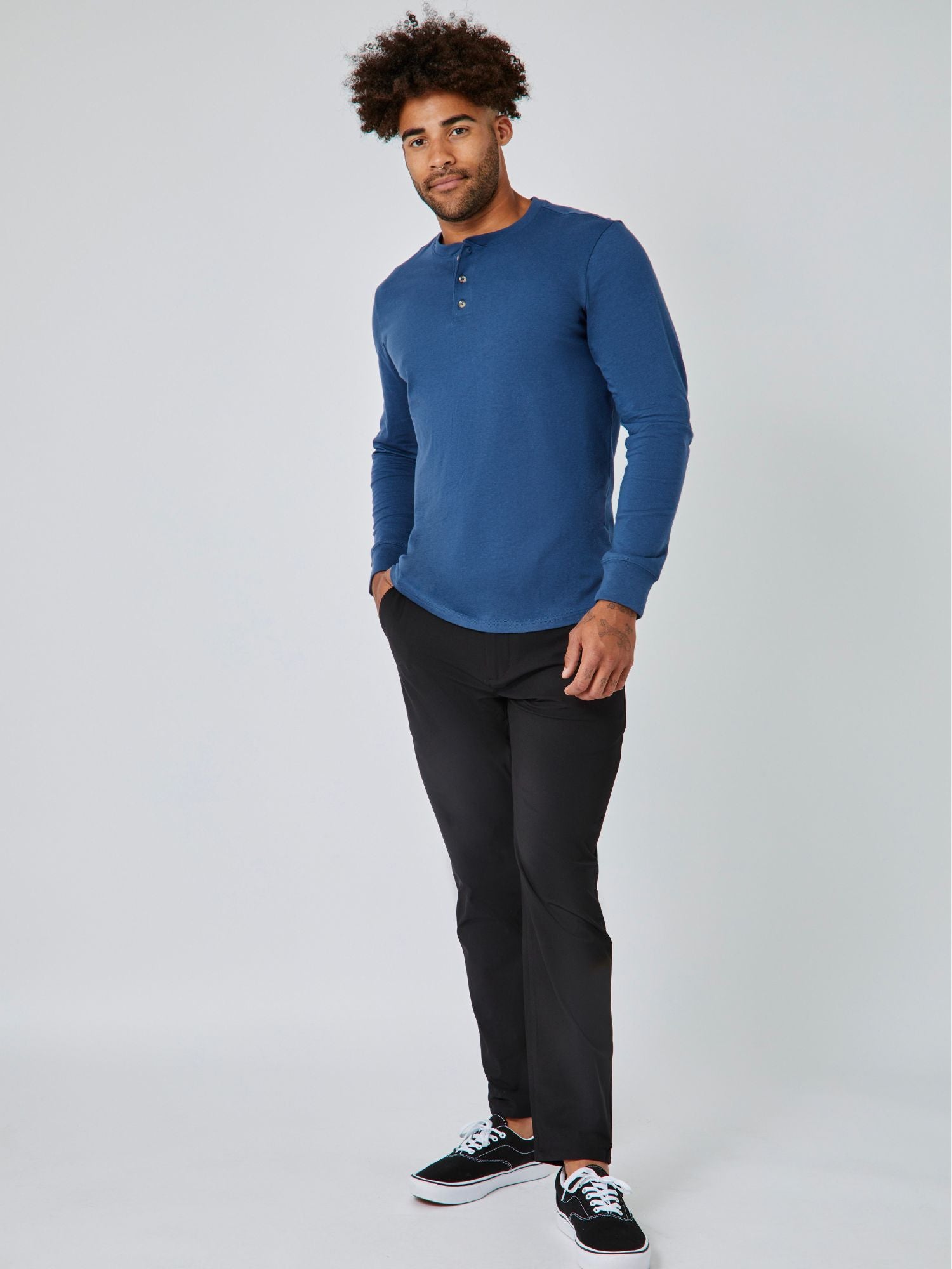  Steel Blue Long Sleeve Henley、mySite、ghnorth