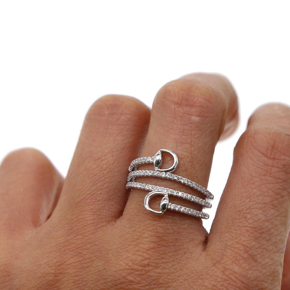 Snaffle Bit Ring Platinum Plated Micro Pave CZ for the Horse Lovers! Gorgeous! Sparkly!、mySite、g9winljtr