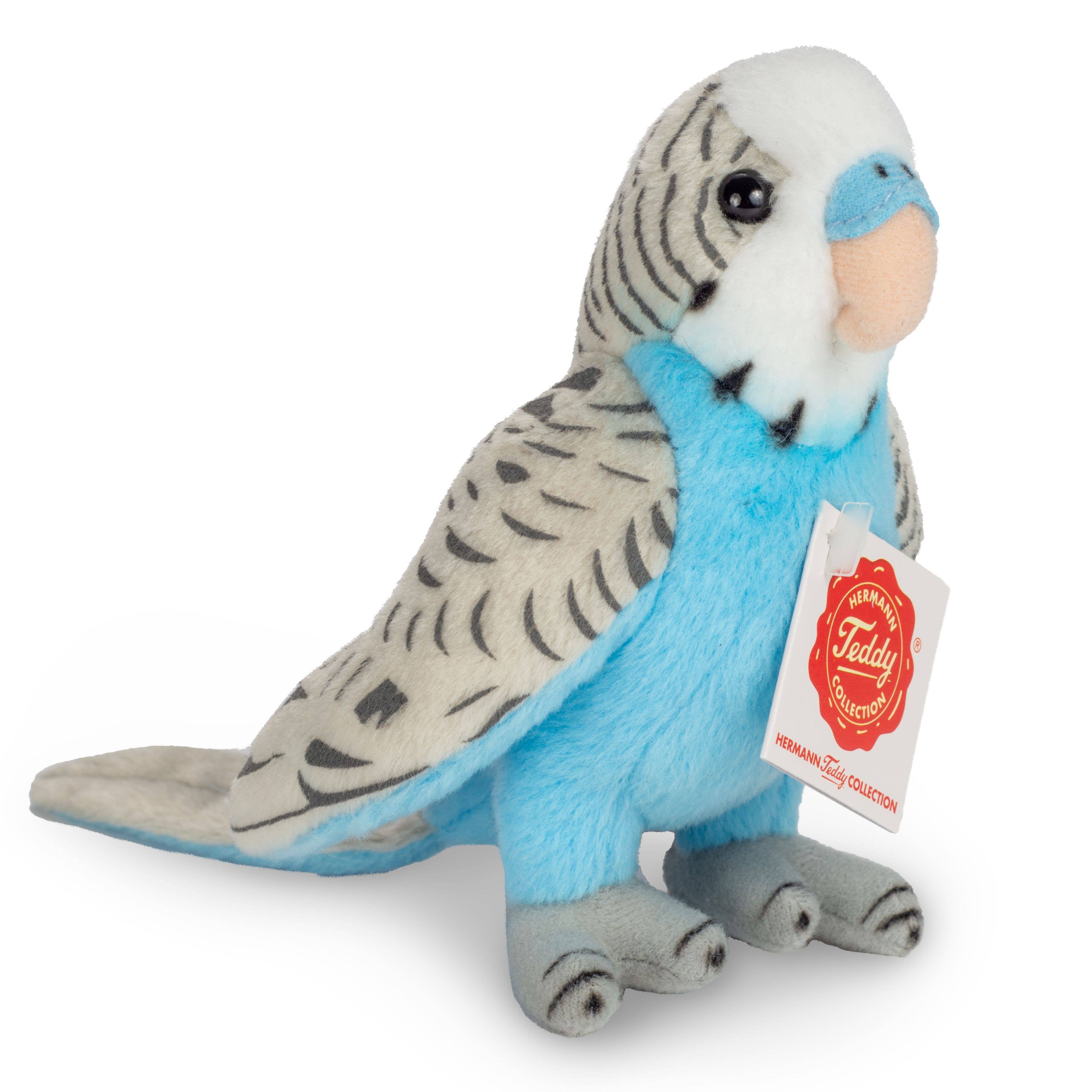 Blue or Green Budgie 13 cm Teddy Hermann Plush Realistic Parakeet、mySite、g9winljtr