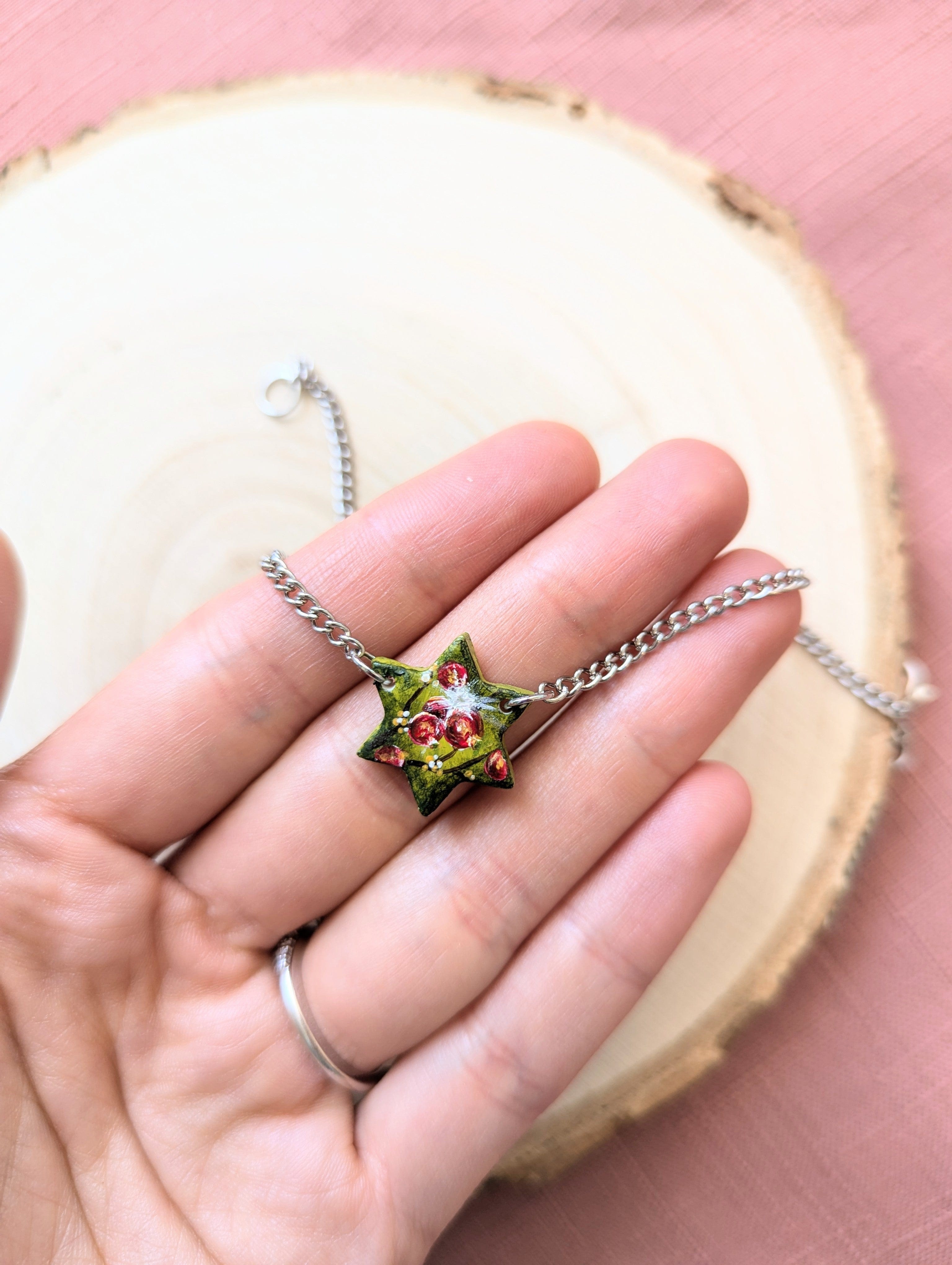 Hand-Painted Rimon Pomegranate Magen David Necklace、mySite、topwebapps