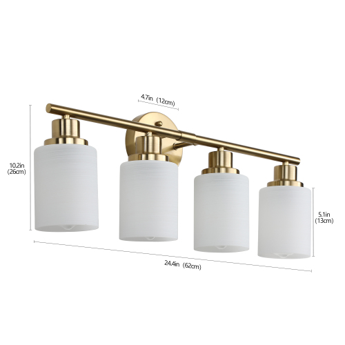 52" Modern 8-Light Vanity Wall Sconce, Golden Finish with Frosted Glass Shades for Bathroom or Hallway Lighting (No Bulbs)、、eastwooduniform