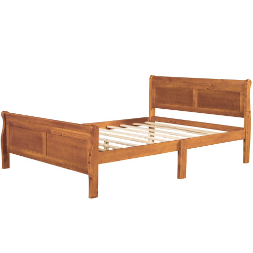 Wood Platform Bed Twin Bed Frame Mattress Foundation Sleigh Bed with Headboard/Footboard/Wood Slat Support、、casual