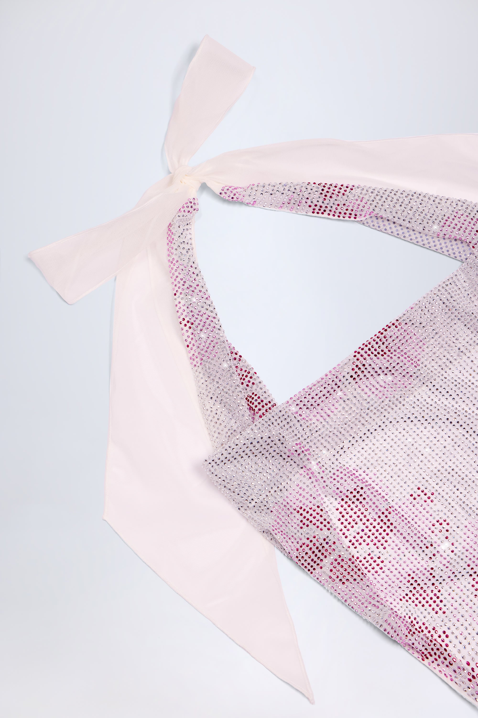  Embellished Cowl-Neck Maxi Dress in Pink and White Hotfix、mySite、sugarbowlscore