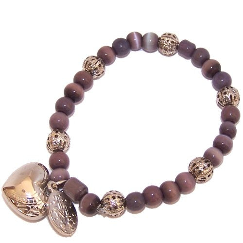  Elastic Cat`s eye beads bracelet with Miraculous medal and heart ( 6mm beads )、mySite、elrpsem3k