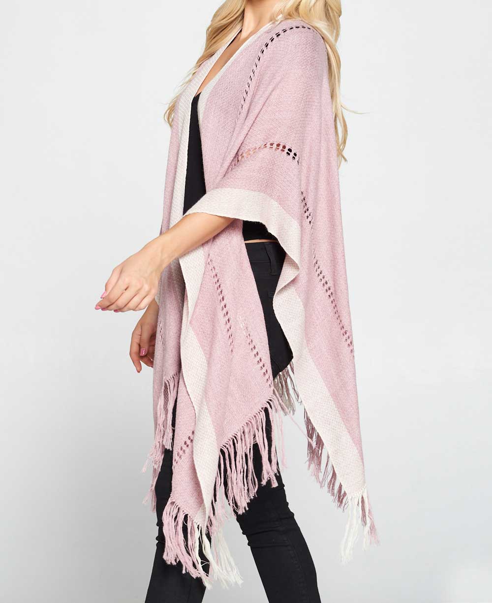 Hand Knit Alpaca Wool Poncho Wrap, Dusty Rose、mySite、topwebapps