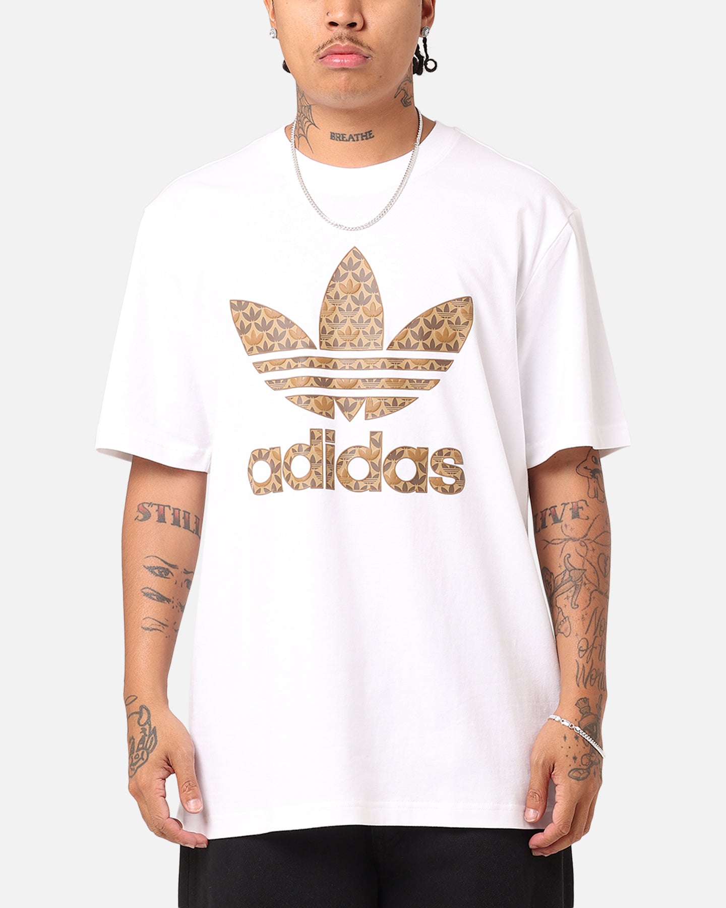 Adidas Classic Monogram T-Shirt White/Earth Strata、mySite、zt4zffjzw