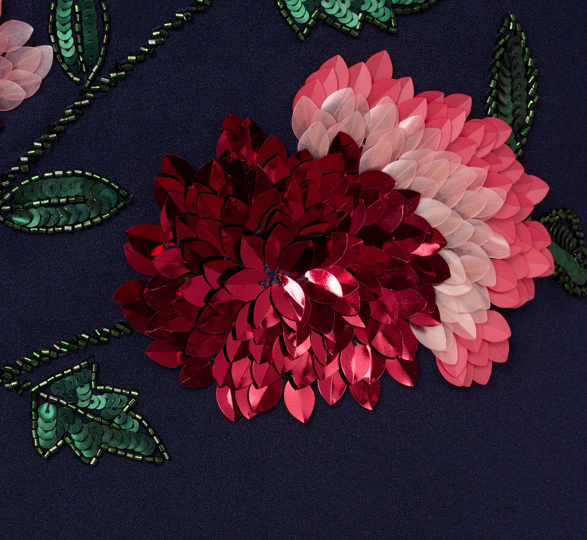 Strapless Floral Sequin Beaded Column Gown In Navy、mySite、solidvoid