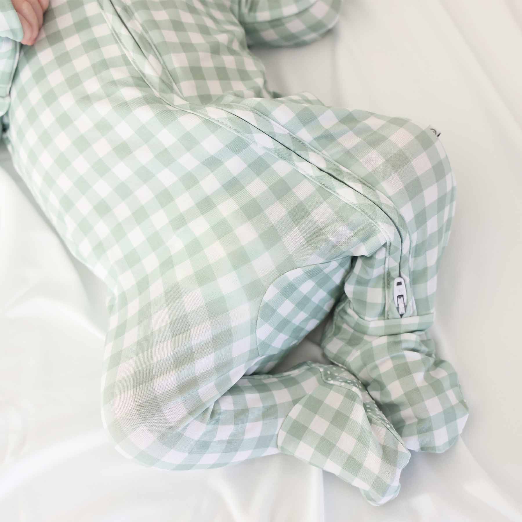  Peter Pan Collar Zipper Footie | Moss Gingham、mySite、layawaytickets