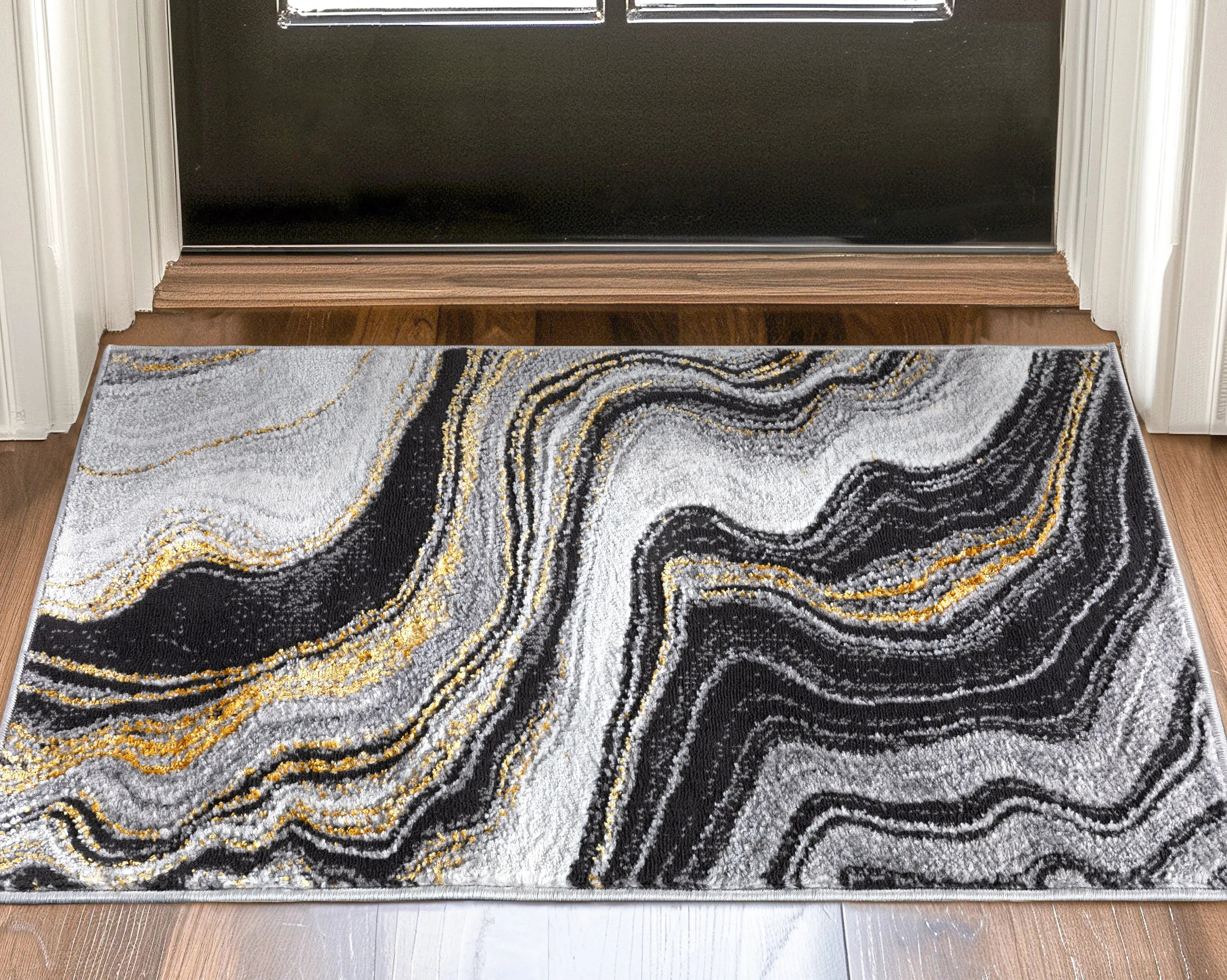 Warren Retro Abstract Waves Glam Rug、mySite、gigharbornorthrealestate