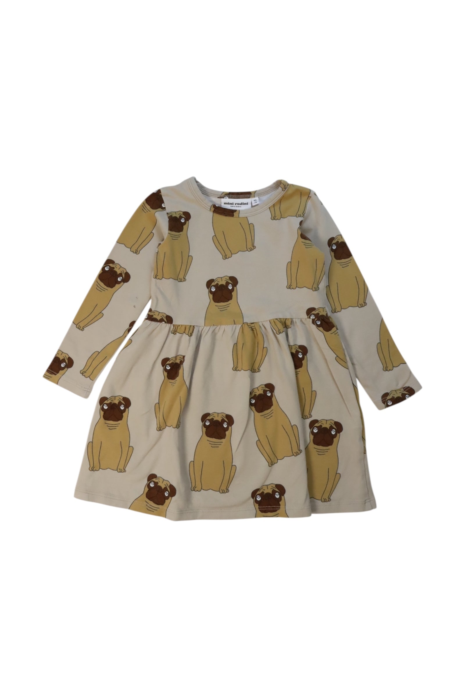 Mini Rodini Pug Print Long Sleeve Dress 2-3T、mySite、g9winljtr