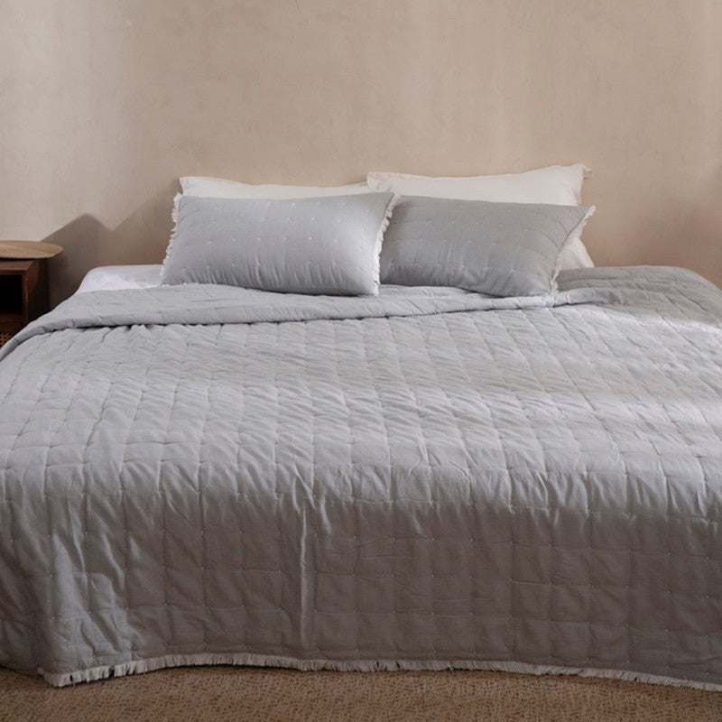 Cotton Bedspread with Pillow Covers | Grey | Set of 3、mySite、camillekostekn