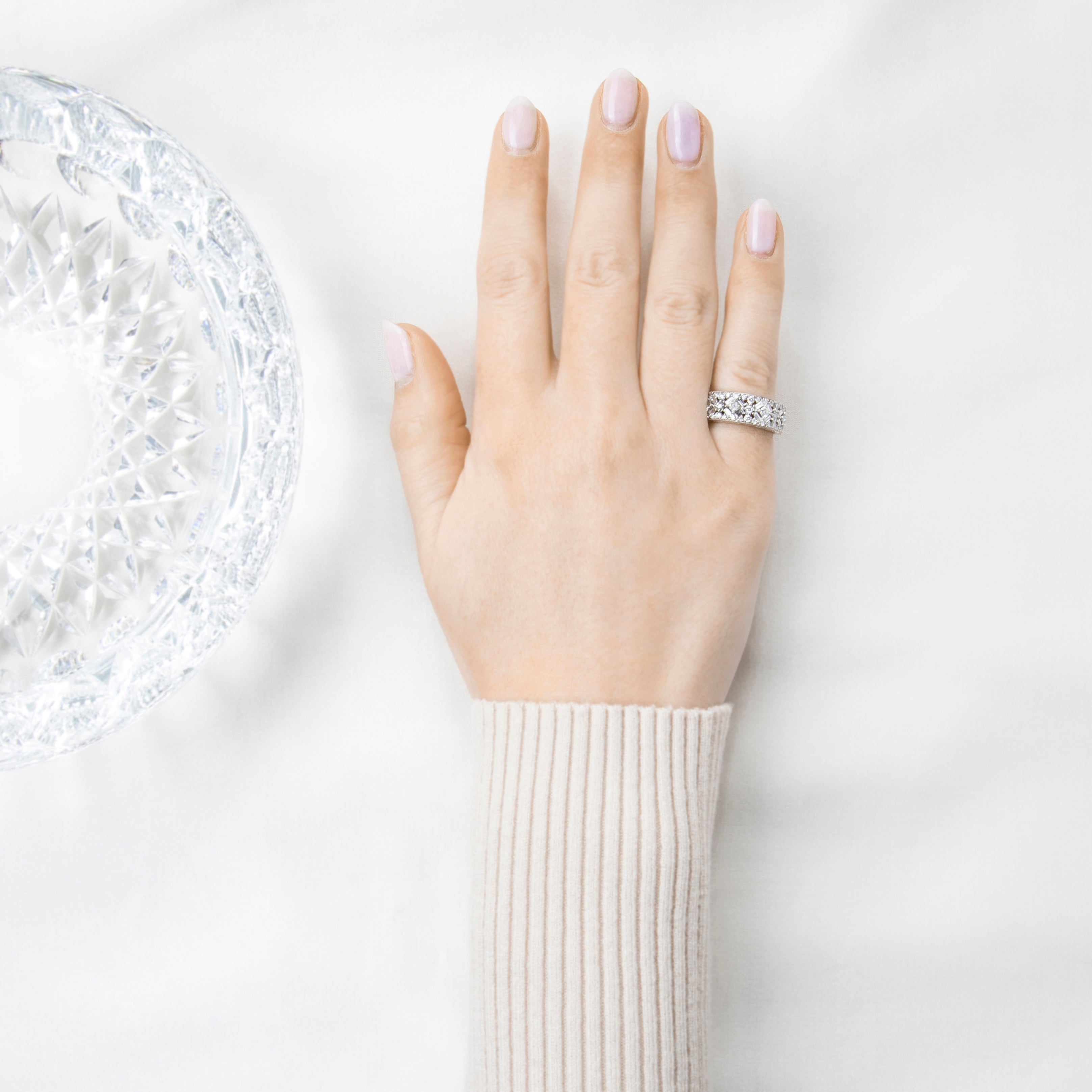 Vintage Neil Lane 14k White Gold 1.26cttw Diamond Mixed Cut Wide Band Ring 6.75、mySite、hinf8tx79