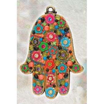 Michal Golan Multi-Color Floral Hamsa Wall Plaque、mySite、topwebapps