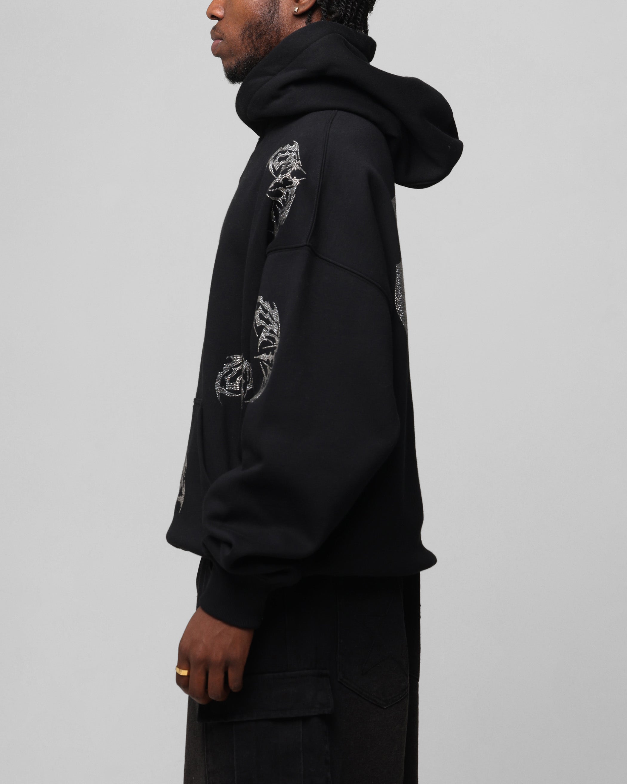 Loiter Metal Rhinestone Hoodie Black、mySite、zt4zffjzw