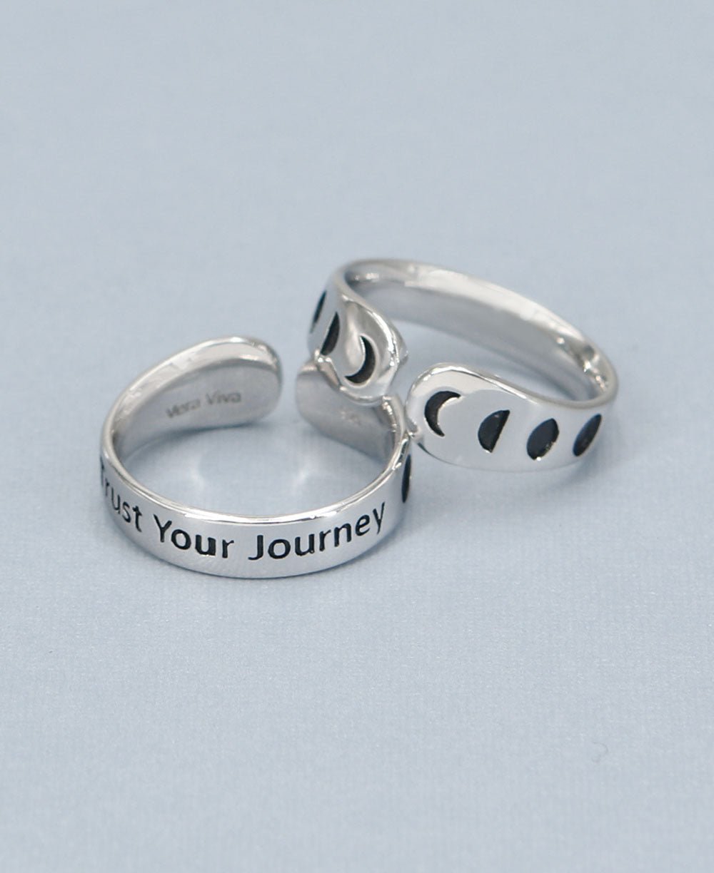 Moon Phase Trust Your Journey Adjustable Inspirational Sterling Silver Ring、mySite、topwebapps