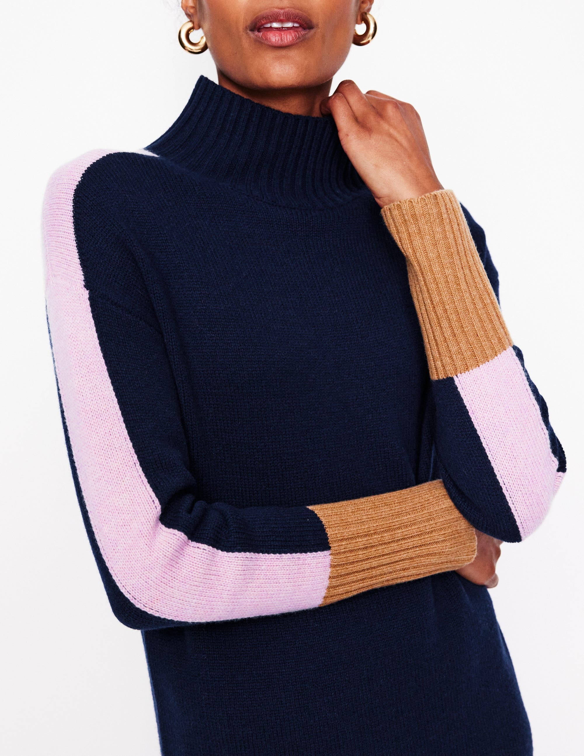  Jessica Merino Dress-Navy Colourblock、mySite、ashleygrahame