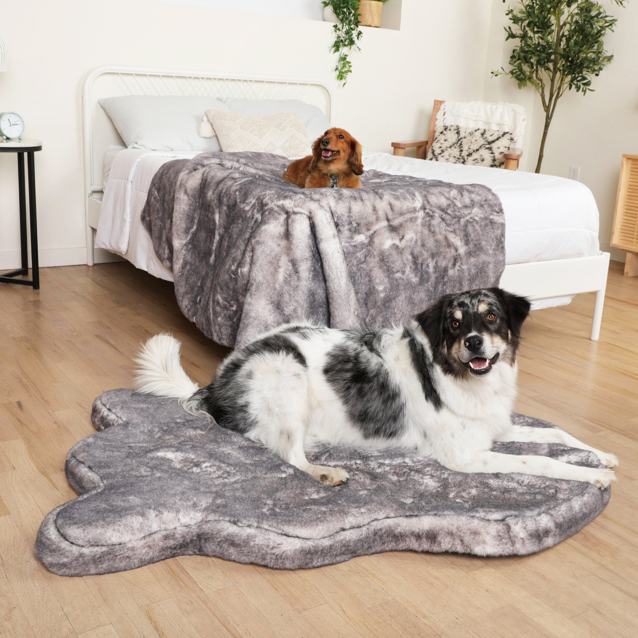 PupRug™ Luxe Orthopedic Bed + Matching Waterproof Blanket Bundle - Ultra Soft Chinchilla、mySite、solidvoid