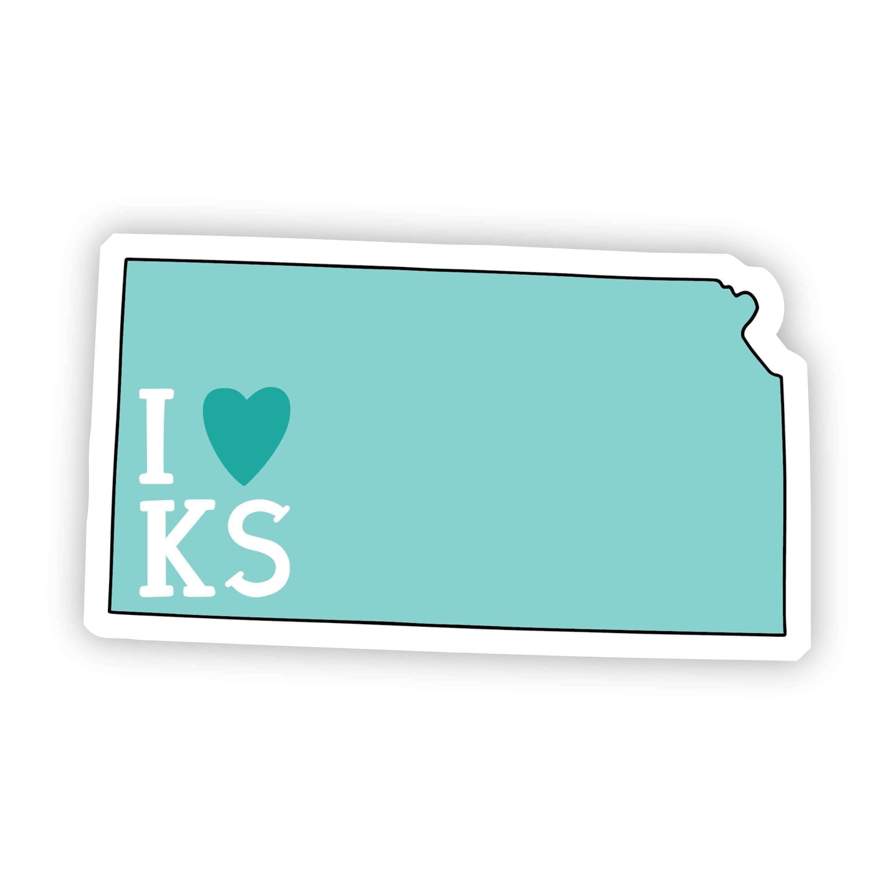  I Love Kansas Teal Sticker、mySite、elrpsem3k