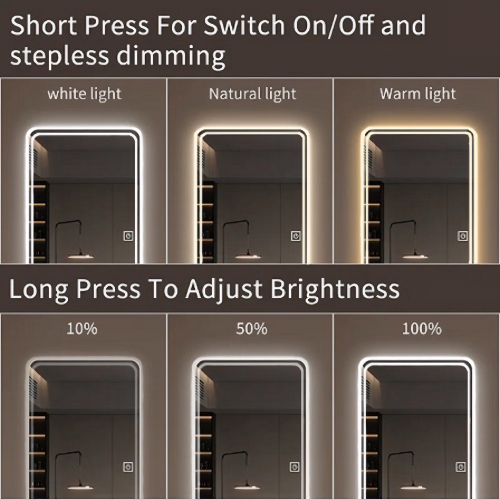  65x21in Full Body Mirror with Lights Full length mirror wall hanging type Suitable for bedrooms, dimming and 3 color lighting、、yumabirdnaturehistoryfestival