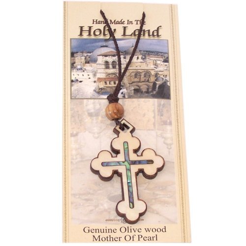 Byzantine- Orthodox Olive wood Cross with Mother of Pearls (60cm / 23.5 inches, Cross is 5cm or 2 inches)、mySite、topwebapps