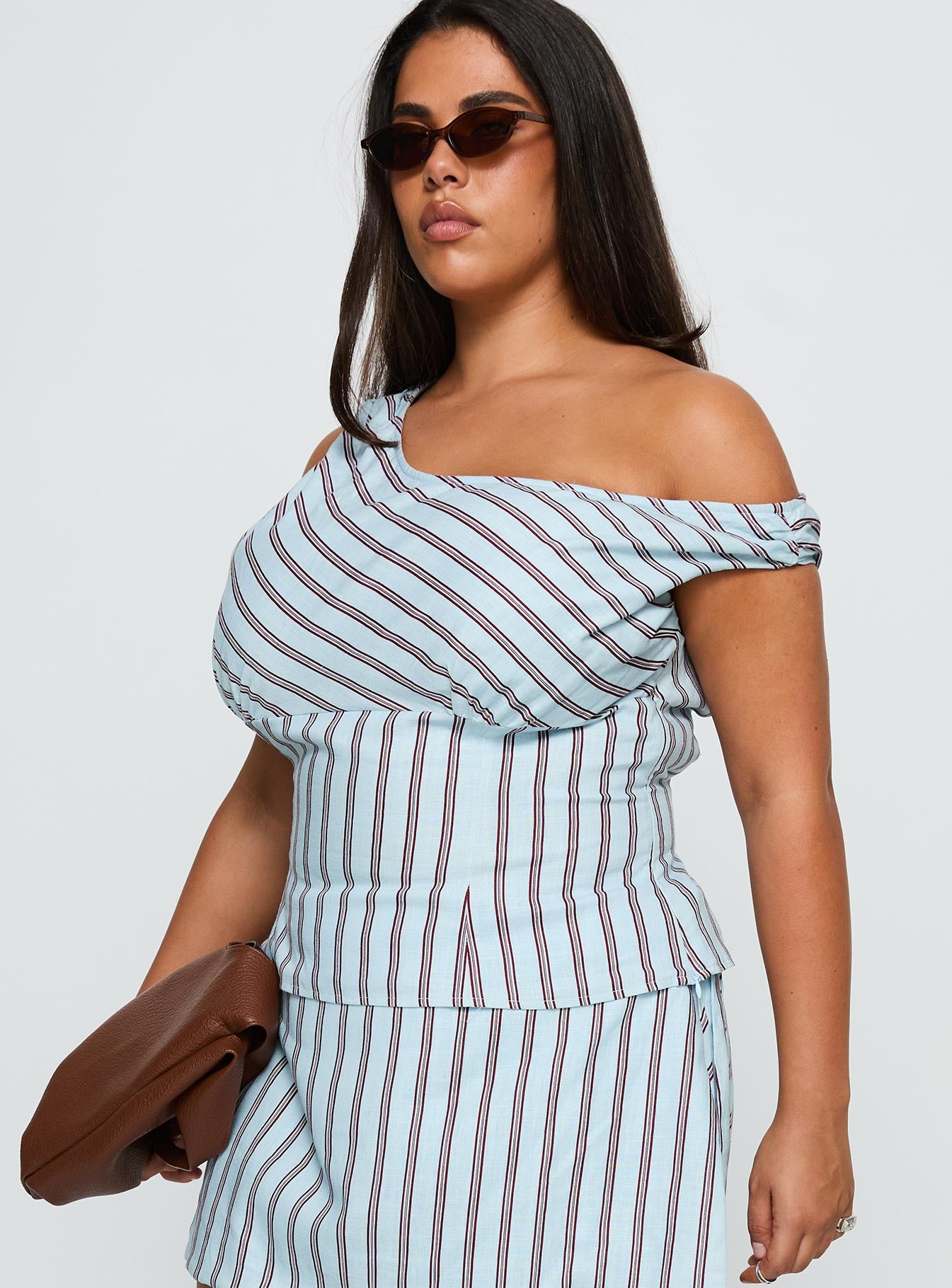 Del Rio Off The Shoulder Top Blue / Maroon Curve、mySite、solidvoid