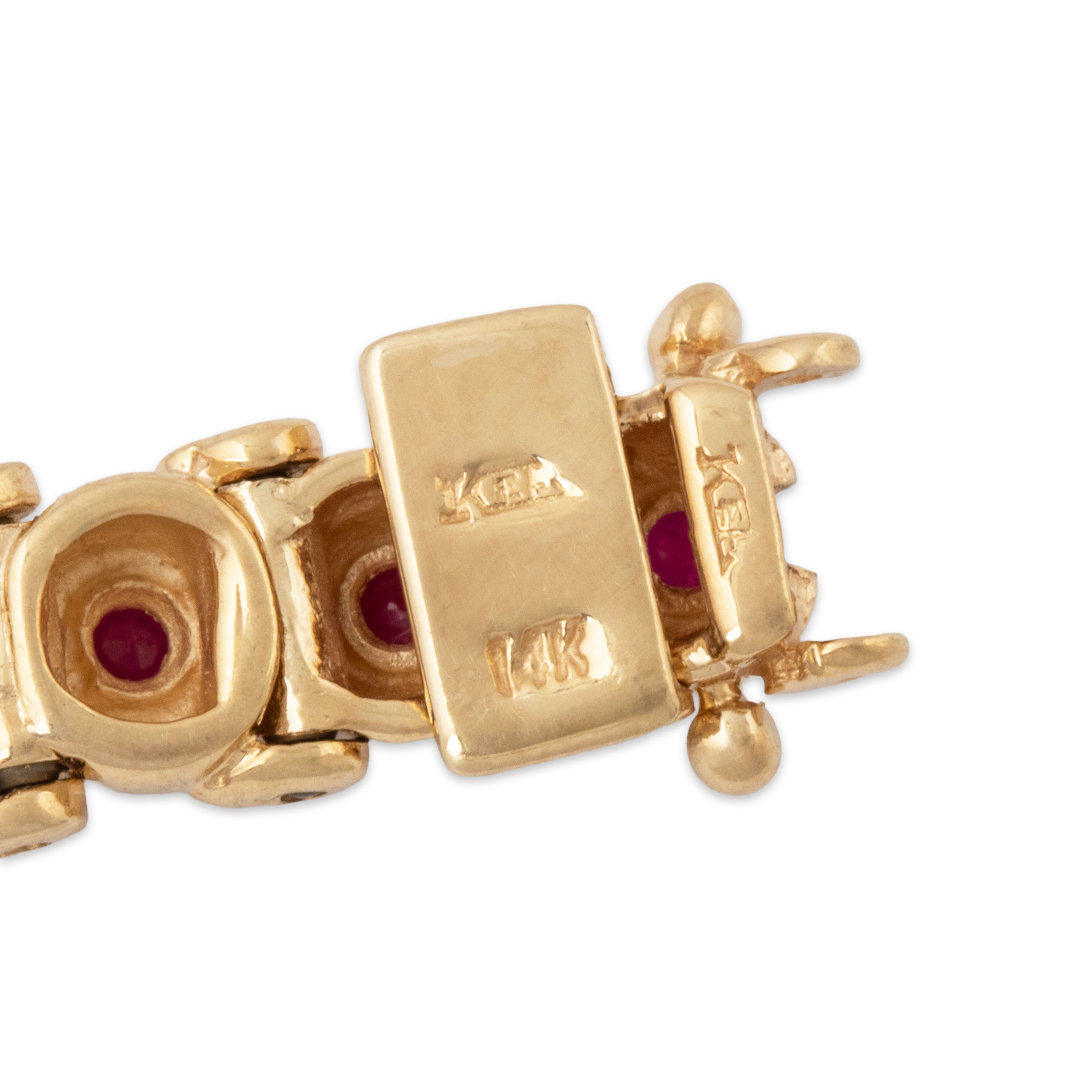 Vintage Heavy 14k Yellow Gold 3.12cttw Ruby Tennis Line Bracelet 6.5、mySite、hinf8tx79