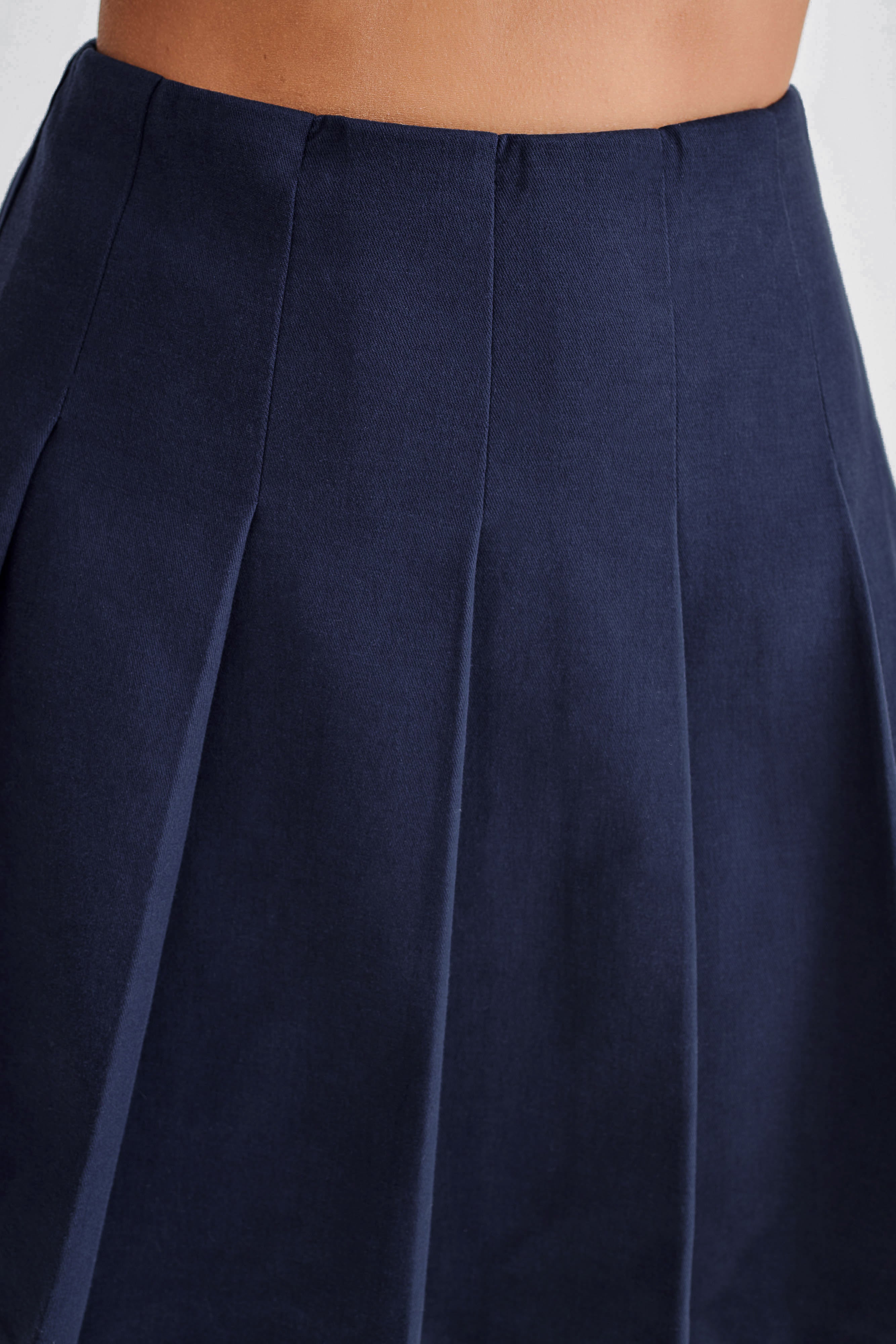 Julianna Cotton Pleated Mini Skirt - Navy、mySite、solidvoid