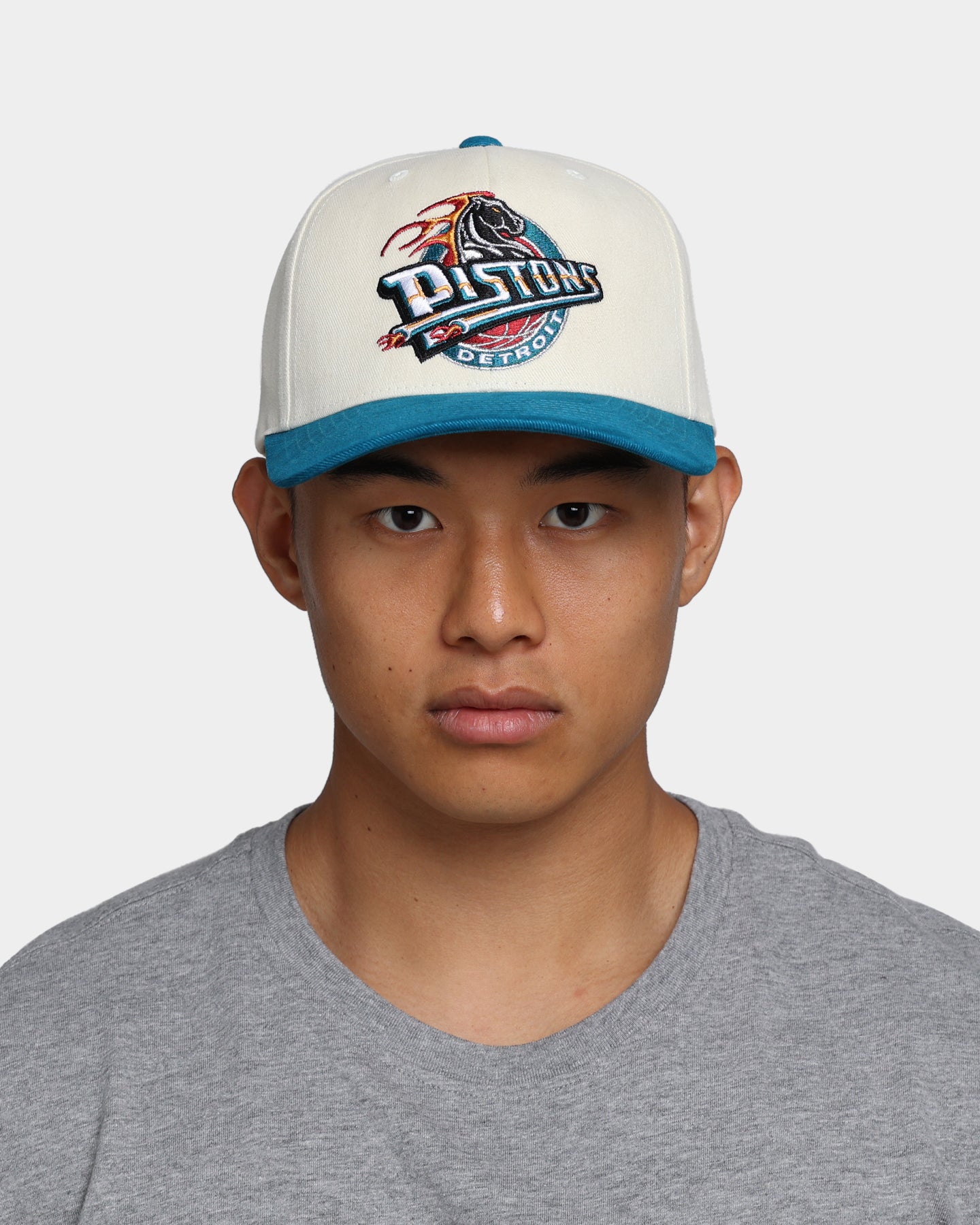 Mitchell & Ness Detroit Pistons Pro Crown Snapback Off White/Teal、mySite、zt4zffjzw