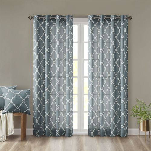 Fretwork Print Grommet Top Window Curtain Panel(Only 1 Pc Panel)、、eastwooduniform