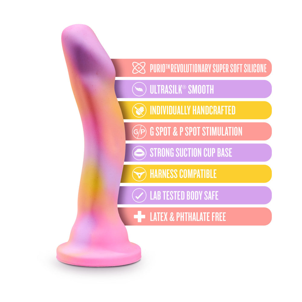 Avant By Blush® | Sun's Out Pink: Artisan 7 Inch Curved P-Spot / G-Spot Dildo with Suction Cup Base - Elegantly Made with Smooth Ultrasilk® Purio™ Silicone、mySite、bottomscart