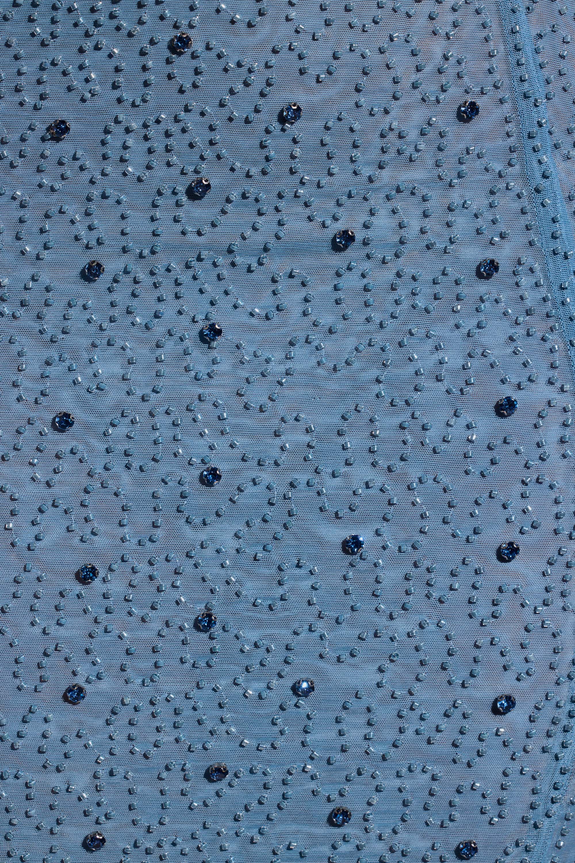 Embellished Asymmetric Maxi Dress in Smokey Blue、mySite、solidvoid