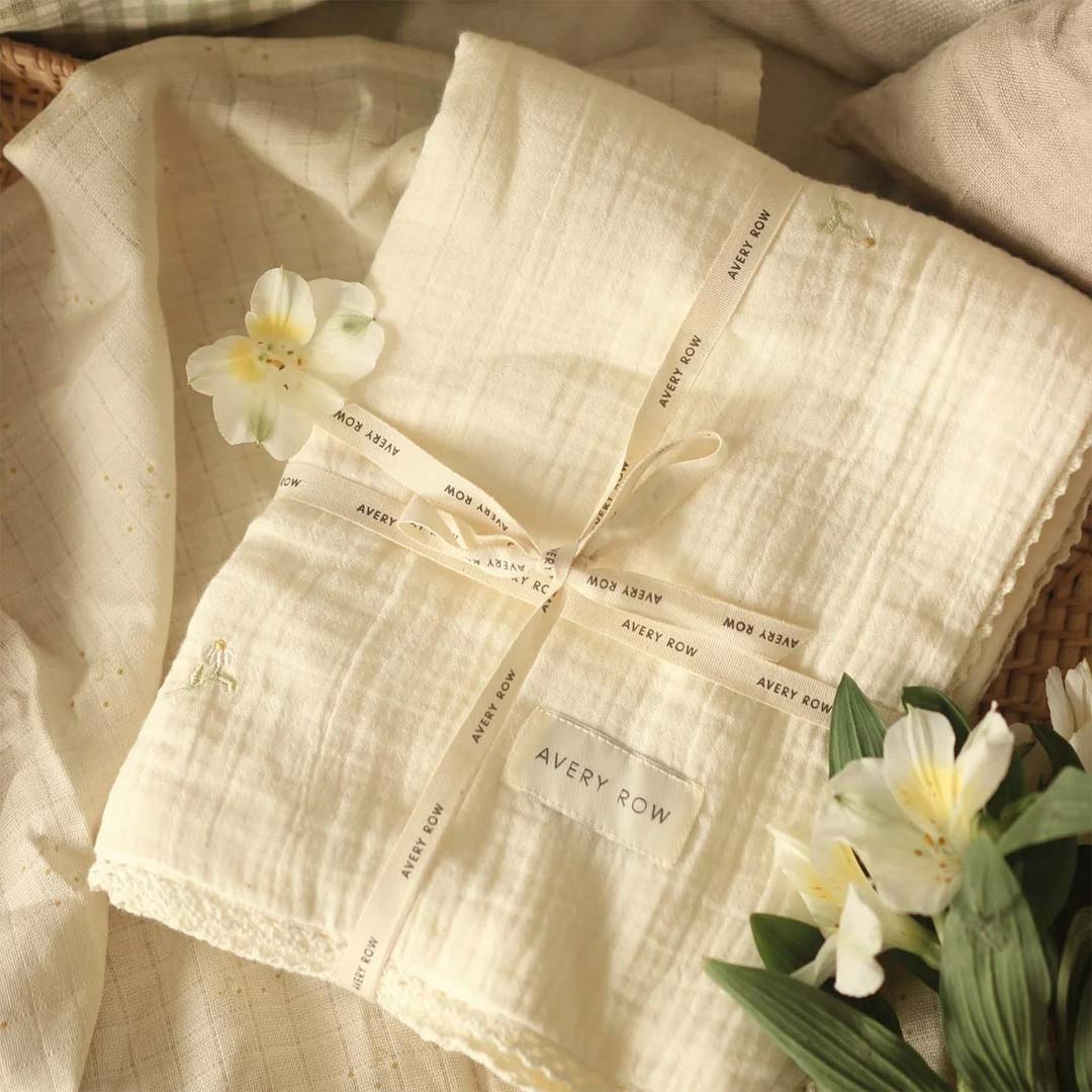  Avery Row Embroidered Muslin Blanket - Wild Chamomile、mySite、merchandisen
