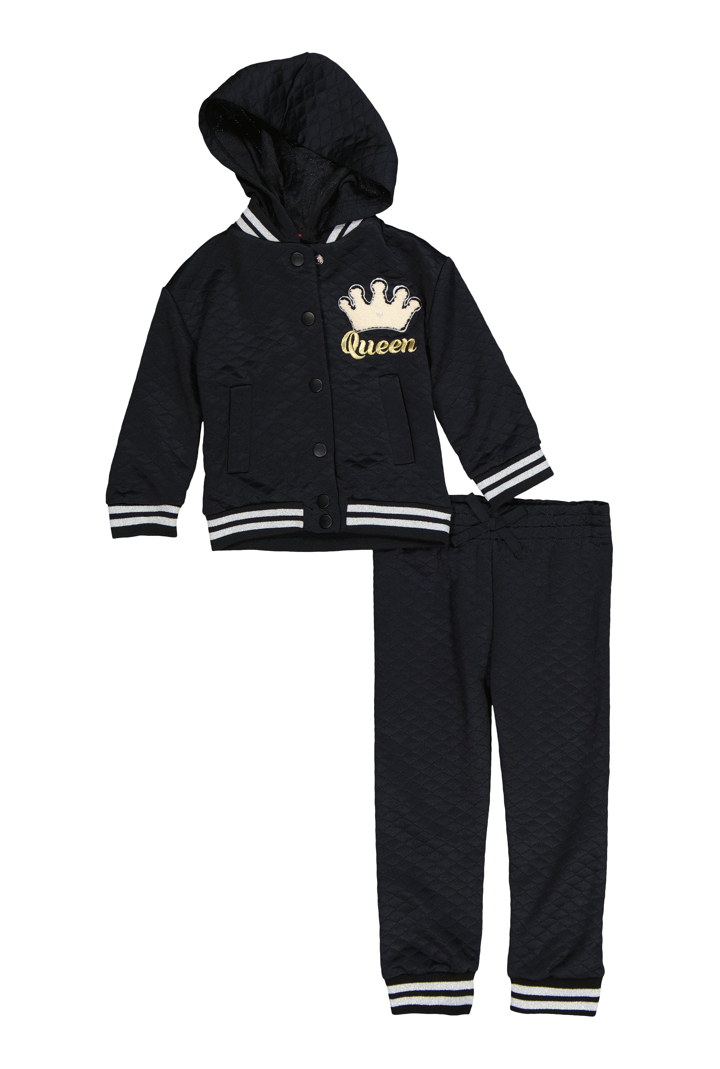 Toddler Girls Queen Quilted Hooded Jacket and Joggers、mySite、camillekostekn