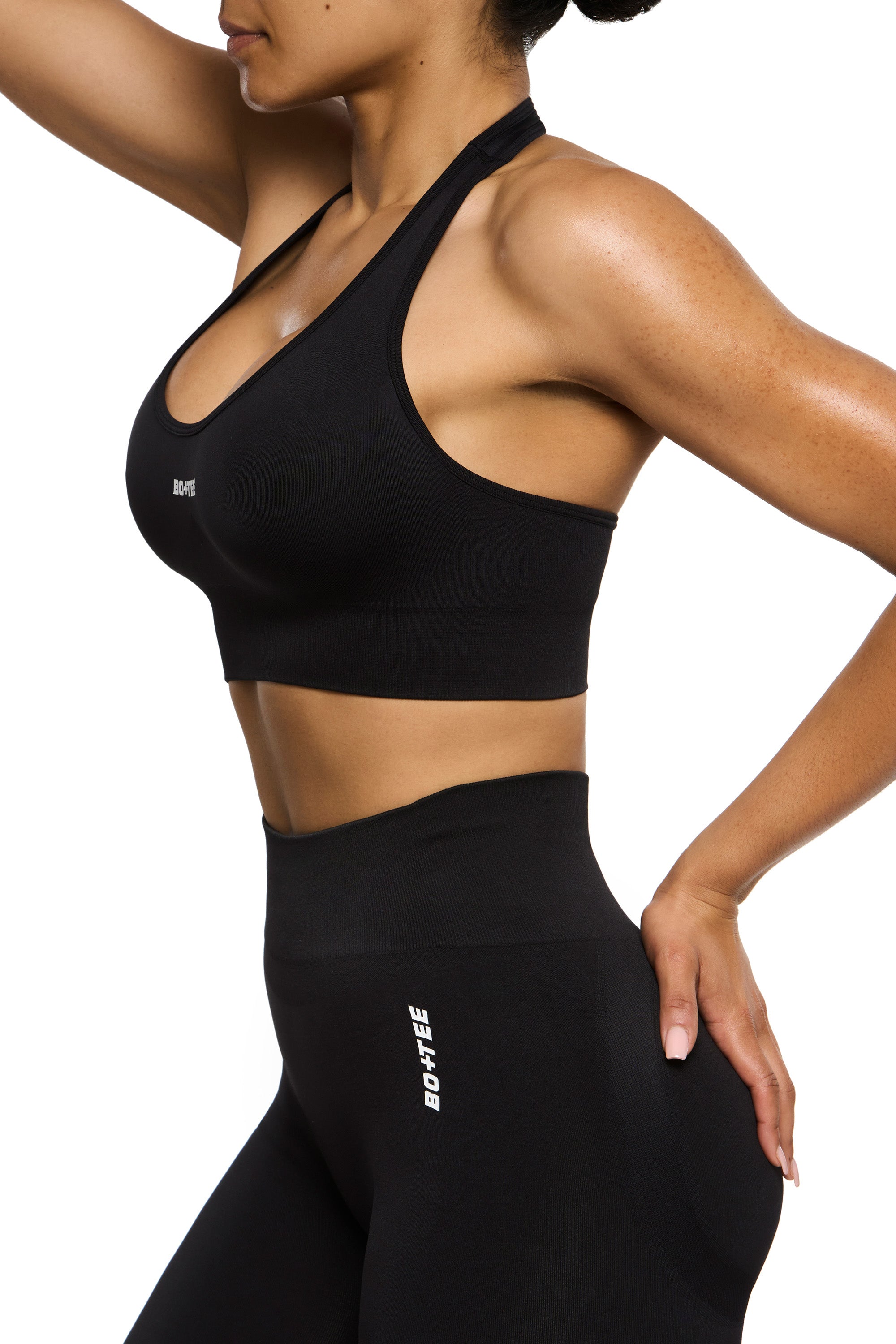 Halter Neck Sports Bra in Black、mySite、solidvoid