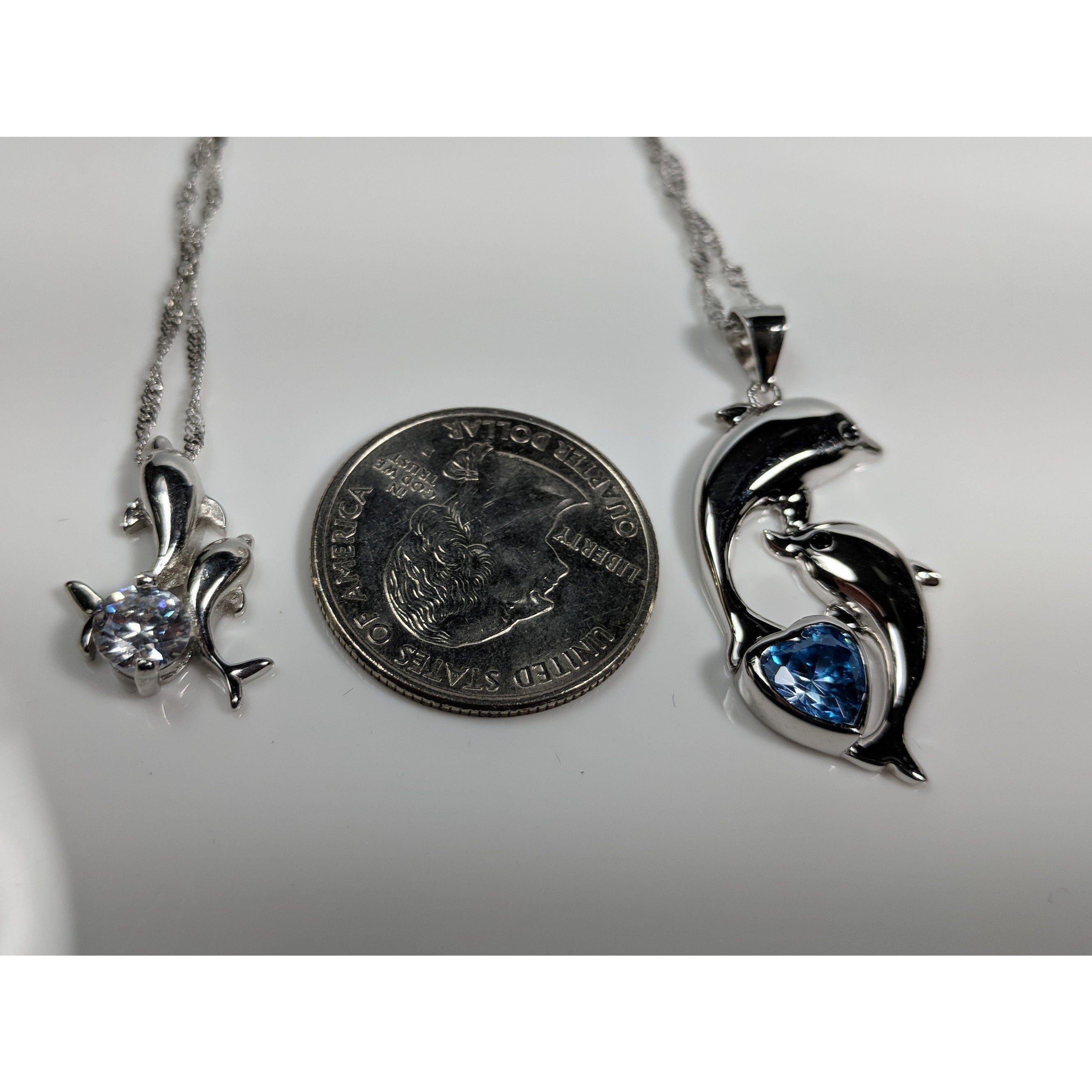 Dolphin Necklaces (4 Styles) in 925 Silver with Blue Cubic Zirconia、mySite、g9winljtr