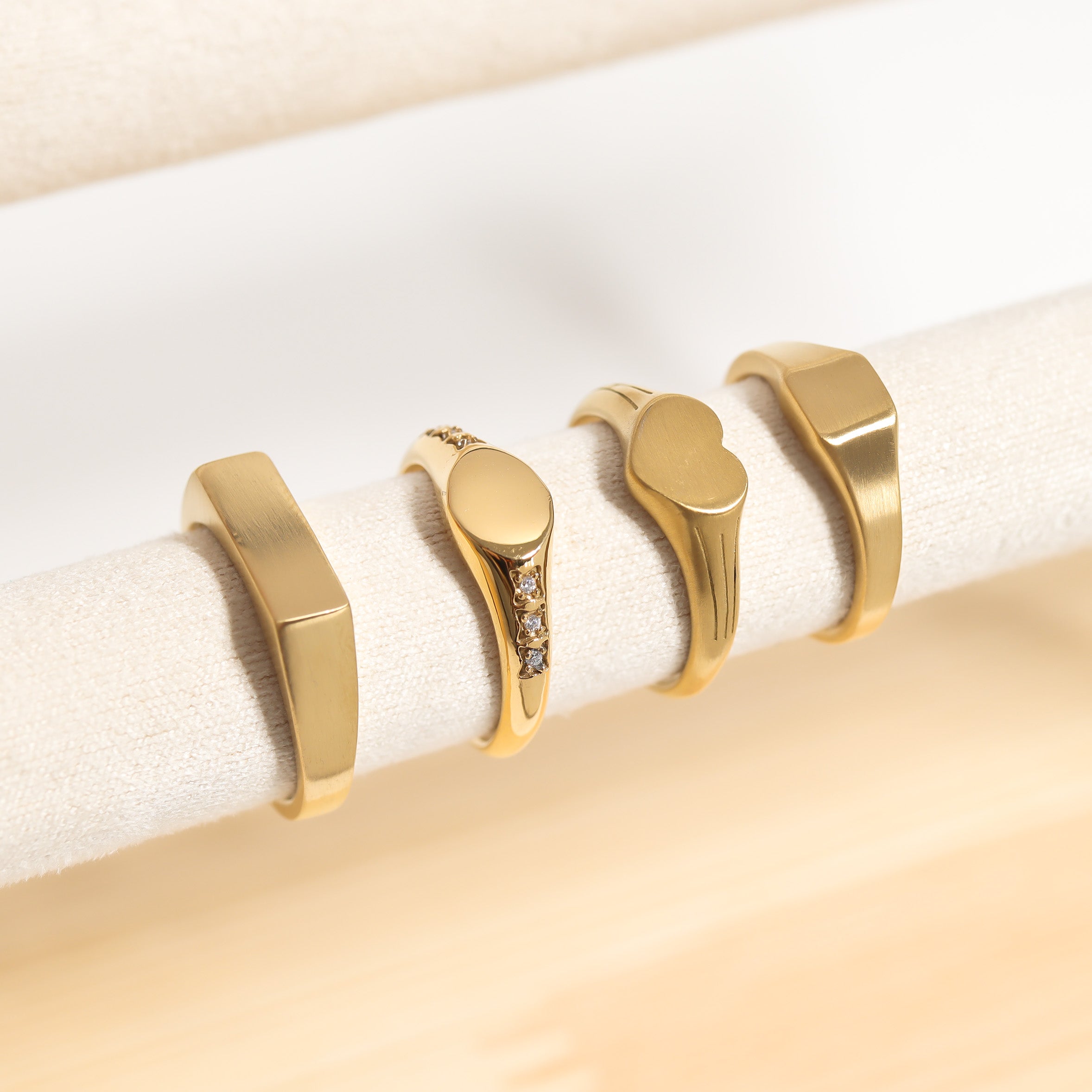 18K Gold PVD Stainless Steel Blank Engravable Square Signet Ring / ESR0001、mySite、dreamappss