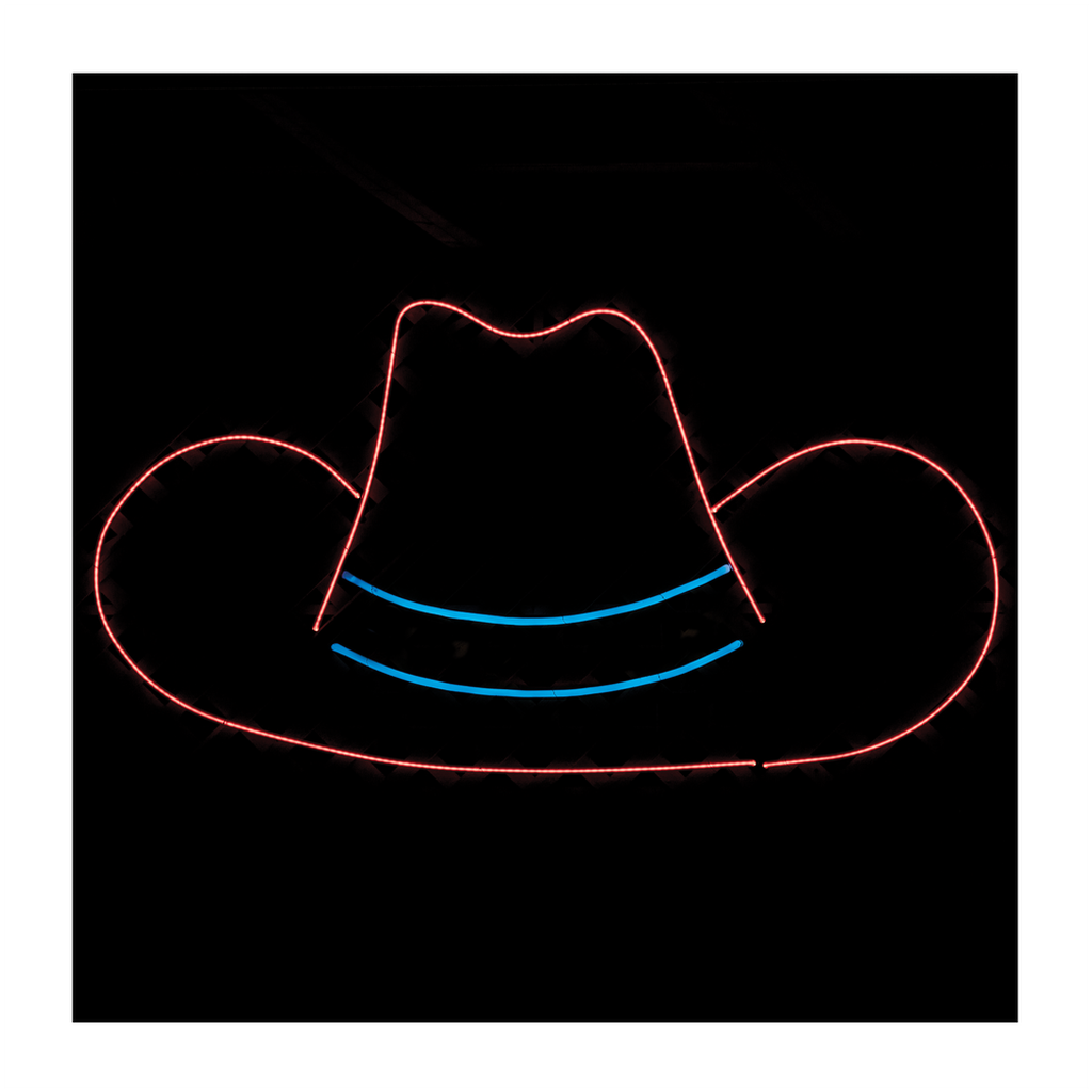 Neon Cowboy Hat Bold Black Square Art Print、mySite、gigharbornorthrealestate