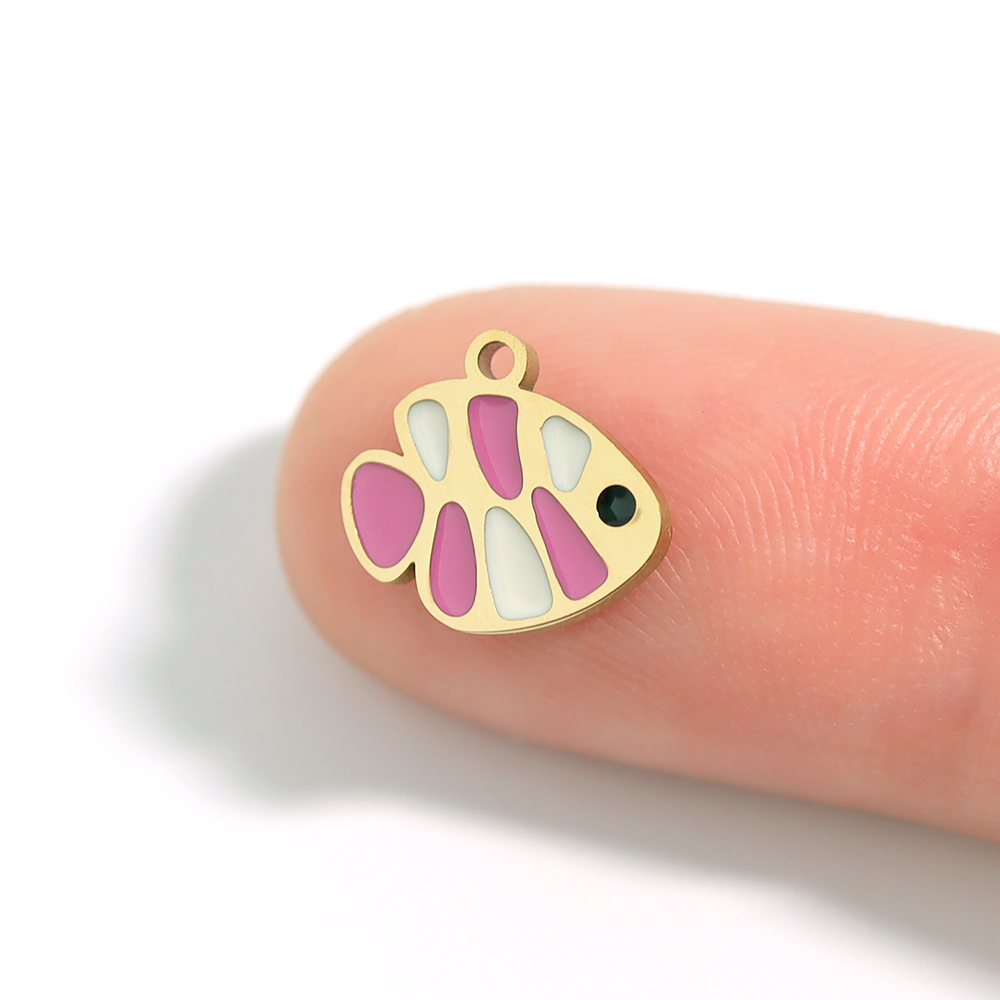 18K Gold PVD Stainless Steel Epoxy Fish Charm / PDL0076、mySite、dreamappss