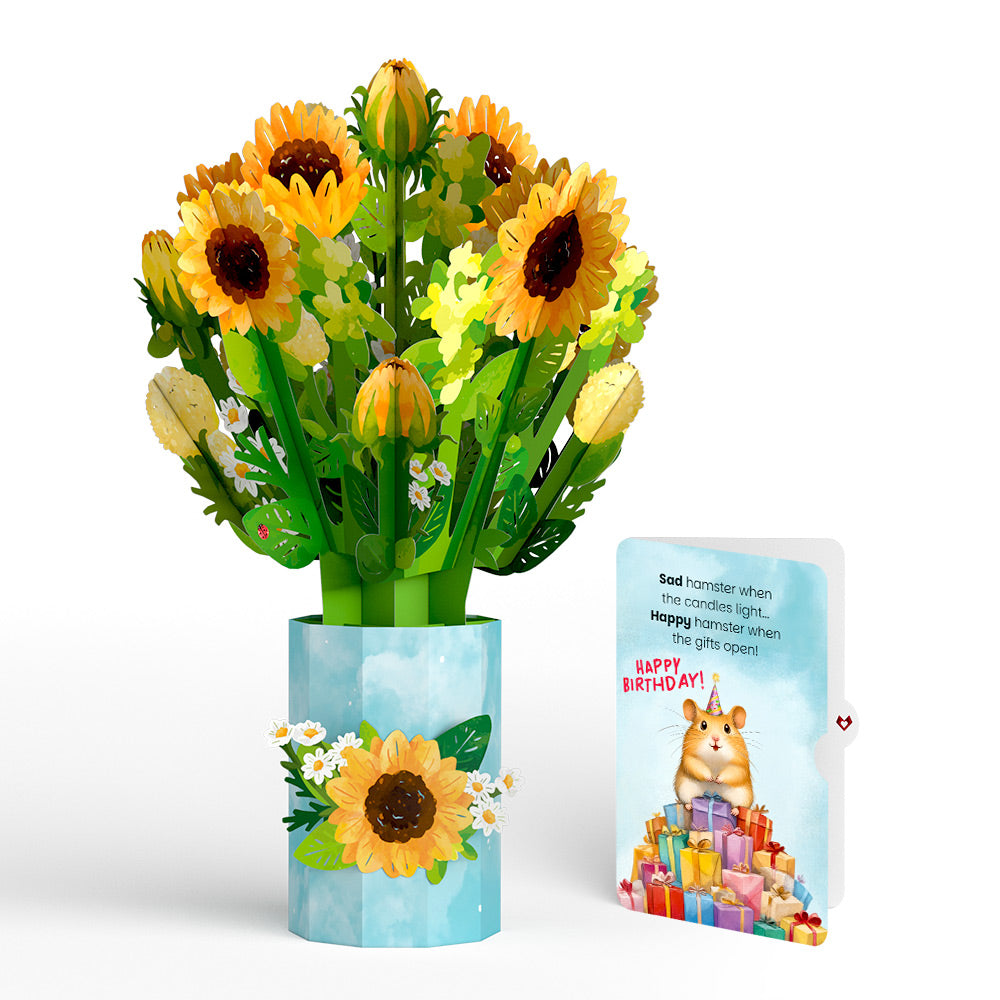 Sunflower Blooms Birthday Bouquet and Happy Hamster Sentiment Set、mySite、solidvoid