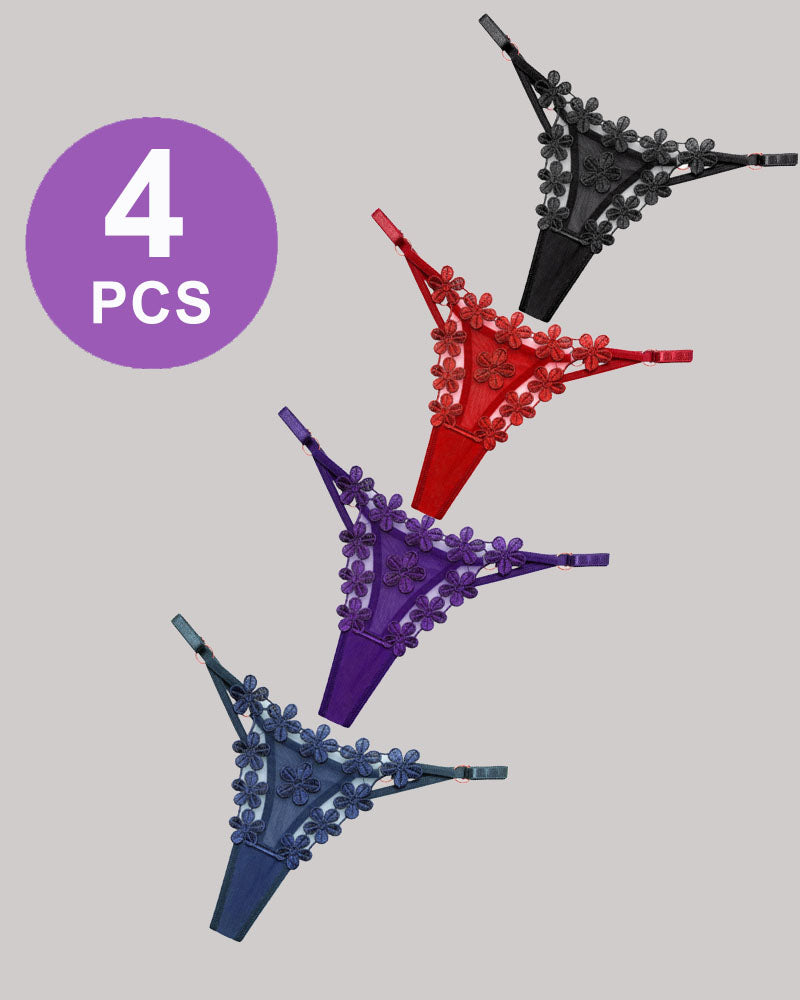 Flower Embroidery Mesh Lace Panties Set、mySite、bengalsvssteelers