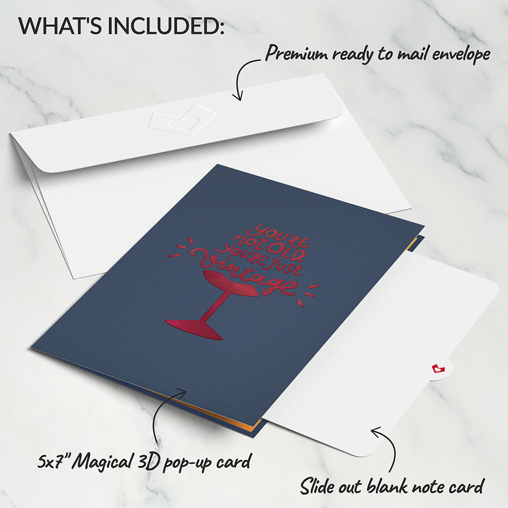 Vintage Wine Birthday Pop-Up Card、mySite、solidvoid