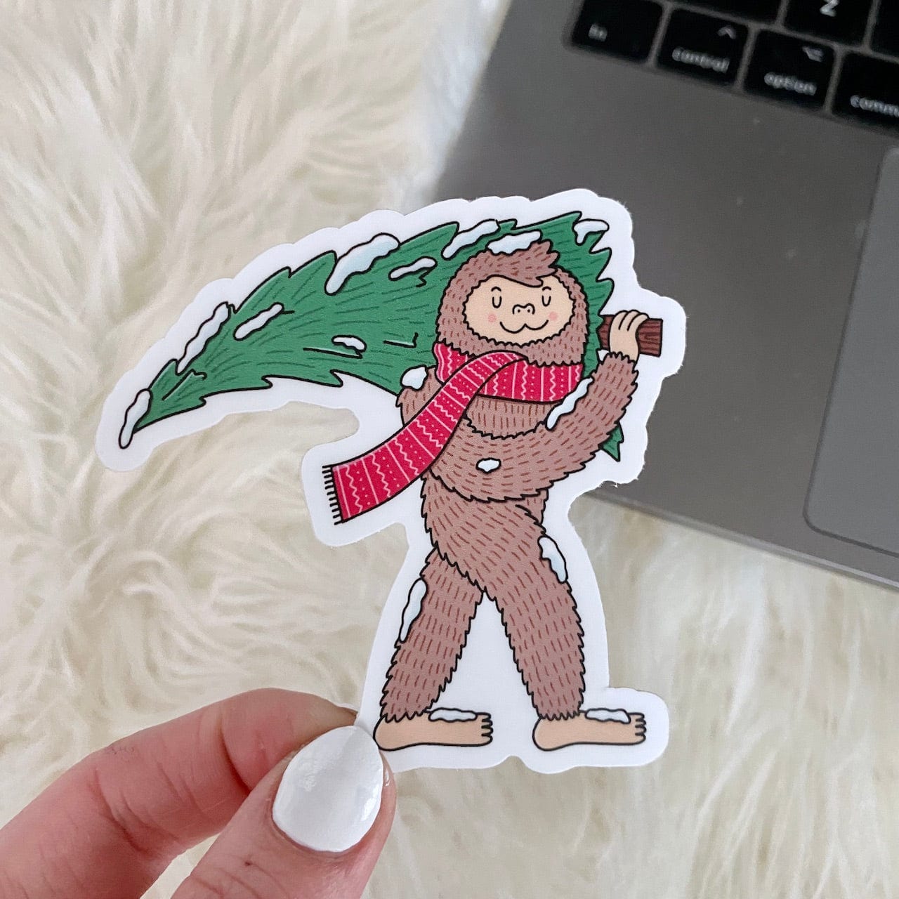  Big Foot Holding Christmas Tree Sticker、mySite、ghnorth