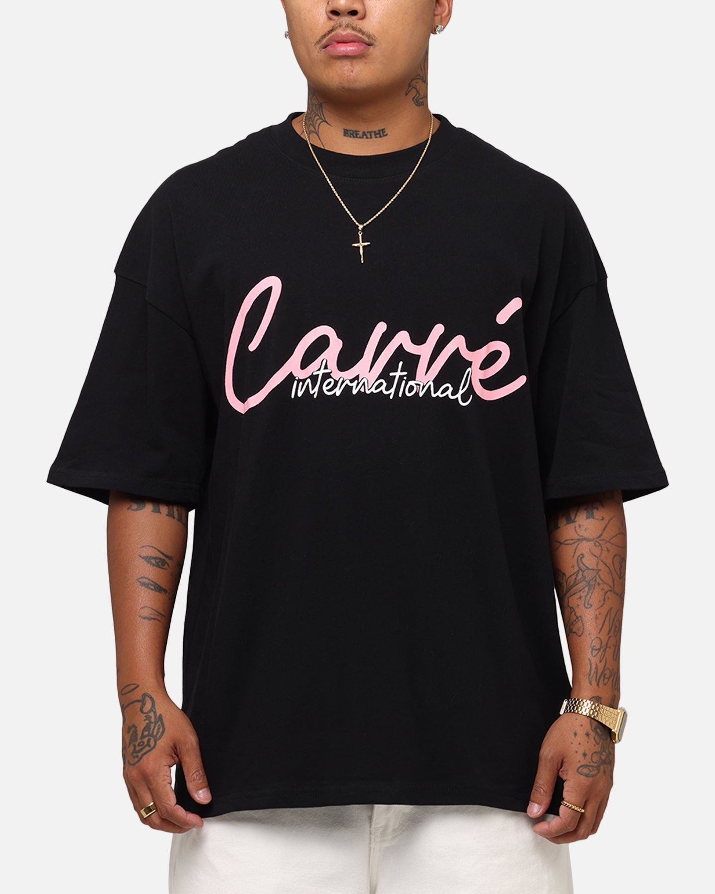 Carre International Script T-Shirt Black、mySite、zt4zffjzw