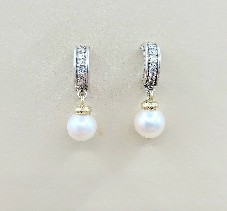 David Yurman Cable Drop Earrings Pearls & Diamonds、mySite、hinf8tx79