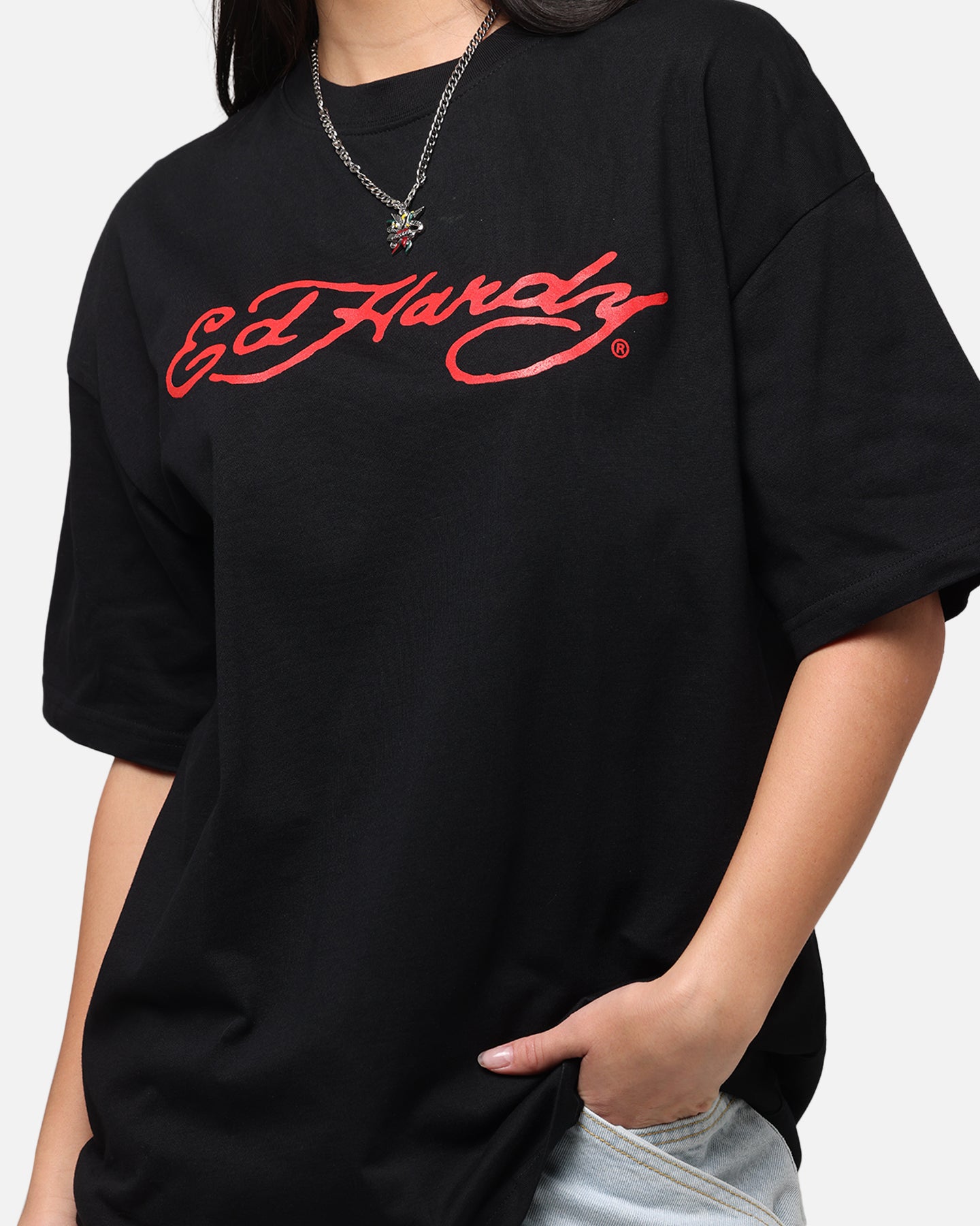 Ed Hardy Flourish Script T-Shirt Black、mySite、zt4zffjzw
