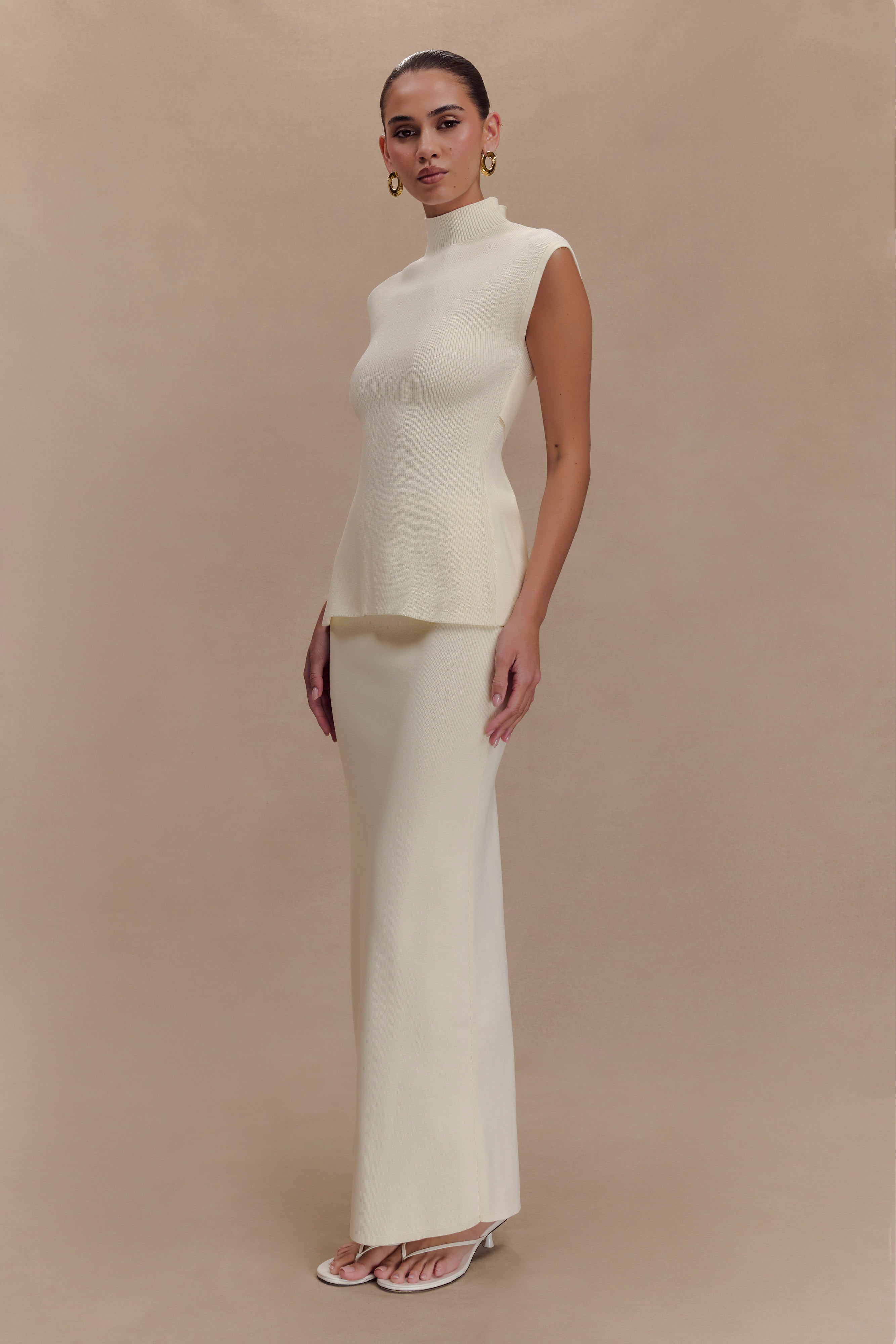 Maxine Knit Maxi Skirt - Ivory、mySite、solidvoid