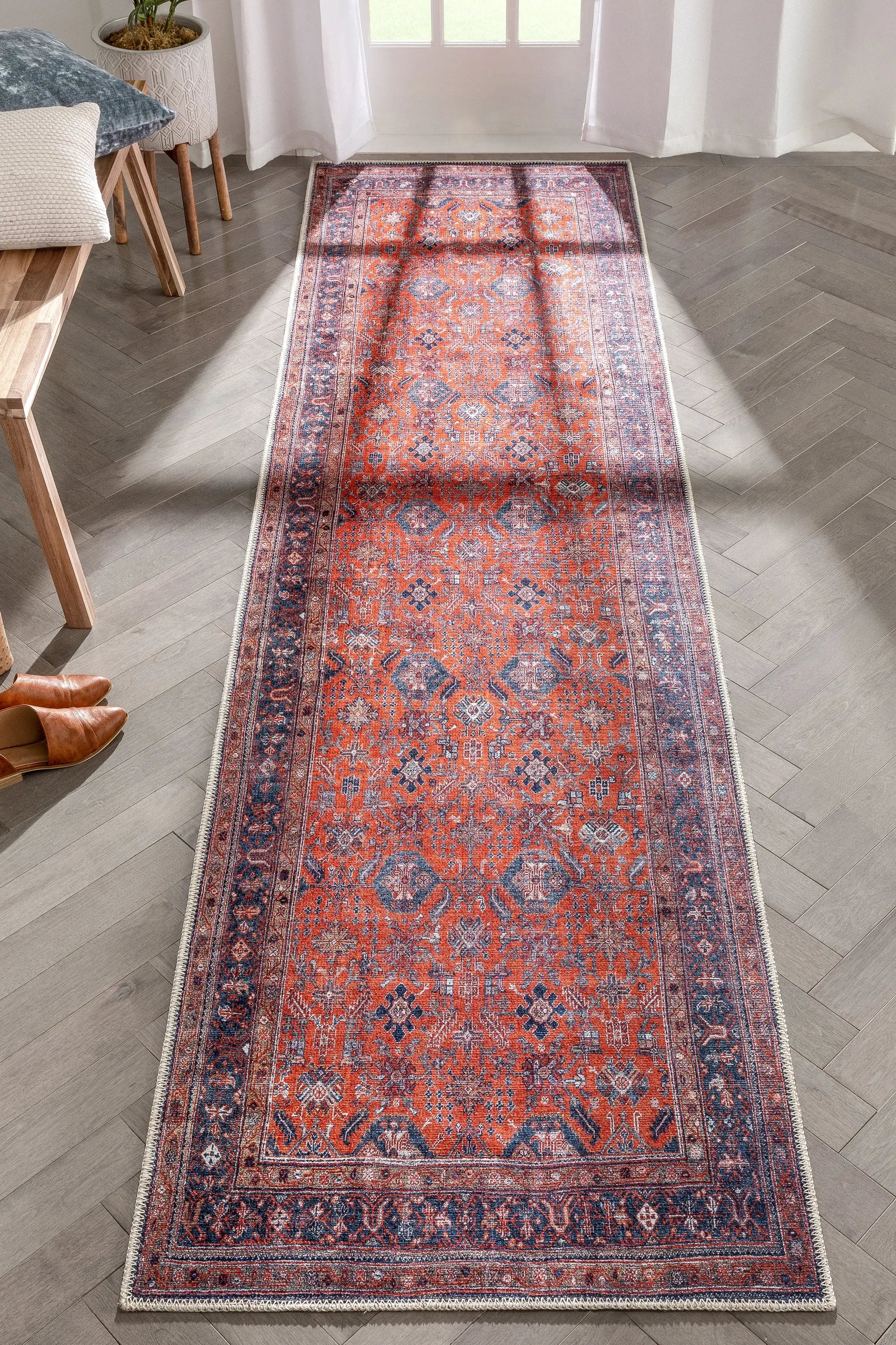 Daliah Machine Washable Vintage Persian Oriental Red Flat-Weave Rug、mySite、gigharbornorthrealestate